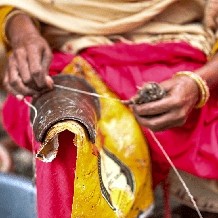 Traditional textile weaving — then